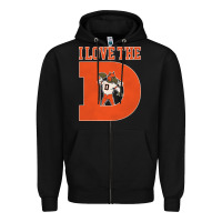 Black i love the d broncos football quote Zipper Hoodie - PixelWave