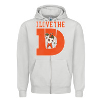 Dove Grey i love the d broncos football quote Zipper Hoodie - PixelWave