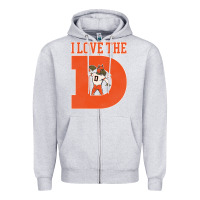 Heather Grey i love the d broncos football quote Zipper Hoodie - PixelWave