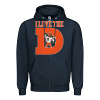 Navy i love the d broncos football quote Zipper Hoodie - PixelWave