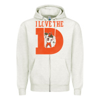 Oatmeal Heather i love the d broncos football quote Zipper Hoodie - PixelWave