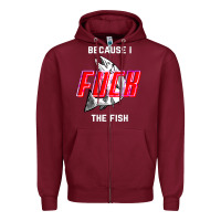 Burgundy because i fuck the fish Zipper Hoodie - PixelWave