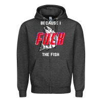 Charcoal Heather because i fuck the fish Zipper Hoodie - PixelWave