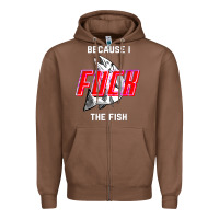 Chestnut because i fuck the fish Zipper Hoodie - PixelWave