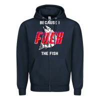 Navy because i fuck the fish Zipper Hoodie - PixelWave