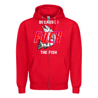 Red because i fuck the fish Zipper Hoodie - PixelWave