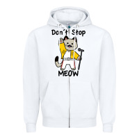 White Don´t Stop Meow Zipper Hoodie - PixelWave