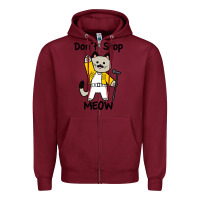 Burgundy Don´t Stop Meow Zipper Hoodie - PixelWave
