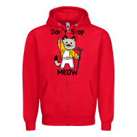 Red Don´t Stop Meow Zipper Hoodie - PixelWave