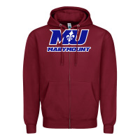 Burgundy marymount university vectorized Zipper Hoodie - PixelWave