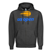 Charcoal Heather open Tennis tournament Zipper Hoodie - PixelWave