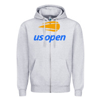 Heather Grey open Tennis tournament Zipper Hoodie - PixelWave