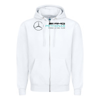 White mercedis f1 Zipper Hoodie - PixelWave