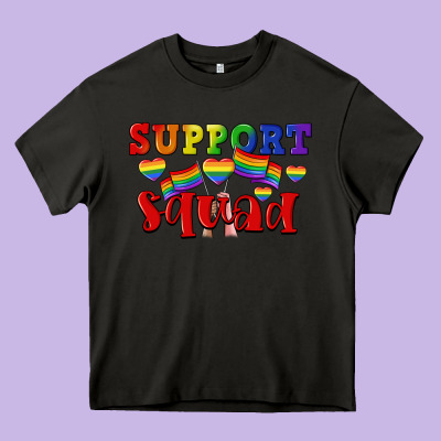 Support Squad Pride Heavy Core Tee Designed By Cowgirlartshop