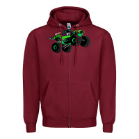 Burgundy monster truck grave digger Zipper Hoodie - PixelWave