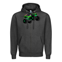 Charcoal Heather monster truck grave digger Zipper Hoodie - PixelWave