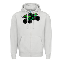 Dove Grey monster truck grave digger Zipper Hoodie - PixelWave