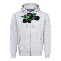 Heather Grey monster truck grave digger Zipper Hoodie - PixelWave