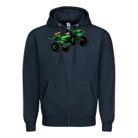 Navy monster truck grave digger Zipper Hoodie - PixelWave