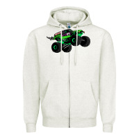 Oatmeal Heather monster truck grave digger Zipper Hoodie - PixelWave