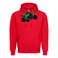 Red monster truck grave digger Zipper Hoodie - PixelWave
