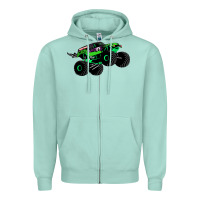 Seafoam monster truck grave digger Zipper Hoodie - PixelWave