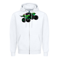White monster truck grave digger Zipper Hoodie - PixelWave
