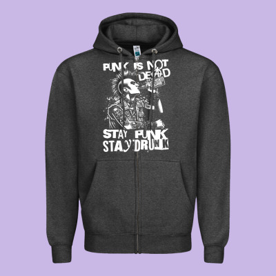 Stay Punk Stay Drunk Zipper Hoodie Designed By Pixelwave