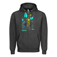 Charcoal Heather Spacegodzilla Zipper Hoodie - PixelWave