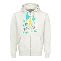 Oatmeal Heather Spacegodzilla Zipper Hoodie - PixelWave