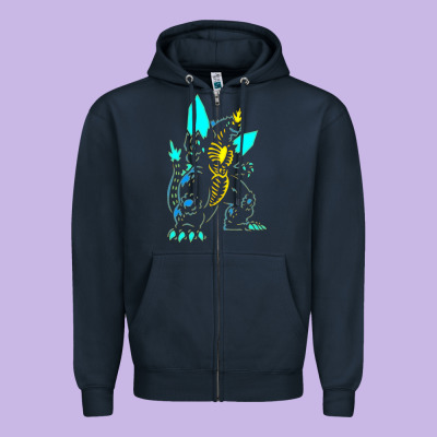 Spacegodzilla Zipper Hoodie Designed By Pixelwave