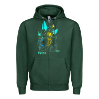 Sports Green Spacegodzilla Zipper Hoodie - PixelWave