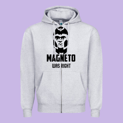 Magneto Was Right Zipper Hoodie Designed By Pixelwave