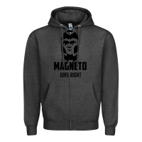 Charcoal Heather magneto was right Zipper Hoodie - PixelWave