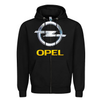 Black Opel Zipper Hoodie - PixelWave