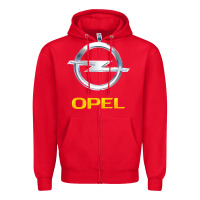 Red Opel Zipper Hoodie - PixelWave