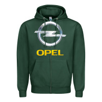 Sports Green Opel Zipper Hoodie - PixelWave