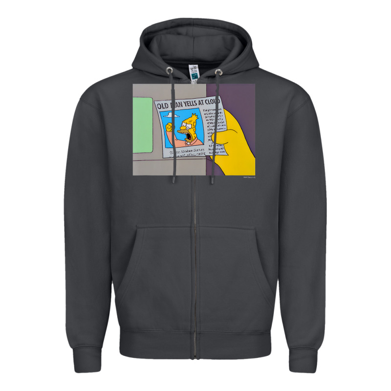 The Simpsons Old Man Yells At Cloud Newspaper V1 Zipper Hoodie by PixelWave | Teevron