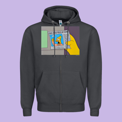 The Simpsons Old Man Yells At Cloud Newspaper V1 Zipper Hoodie Designed By Pixelwave