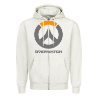 Oatmeal Heather overwatch Zipper Hoodie - PixelWave