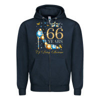 Navy 66th birthday 66 years of being awesome 66 years old woman Zipper Hoodie - PixelWave