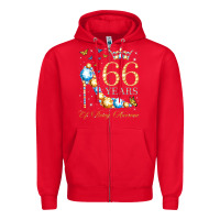 Red 66th birthday 66 years of being awesome 66 years old woman Zipper Hoodie - PixelWave