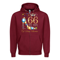 Burgundy 66th birthday 66 years of being awesome 66 years old woman Zipper Hoodie - PixelWave