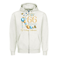 Oatmeal Heather 66th birthday 66 years of being awesome 66 years old woman Zipper Hoodie - PixelWave
