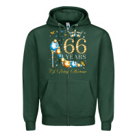Sports Green 66th birthday 66 years of being awesome 66 years old woman Zipper Hoodie - PixelWave