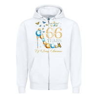 White 66th birthday 66 years of being awesome 66 years old woman Zipper Hoodie - PixelWave
