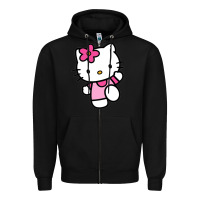 Black kitty Zipper Hoodie - PixelWave