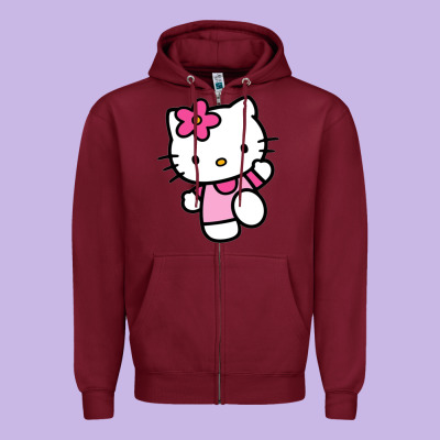 Kitty Zipper Hoodie Designed By Pixelwave