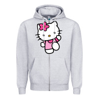 Heather Grey kitty Zipper Hoodie - PixelWave
