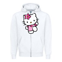 White kitty Zipper Hoodie - PixelWave